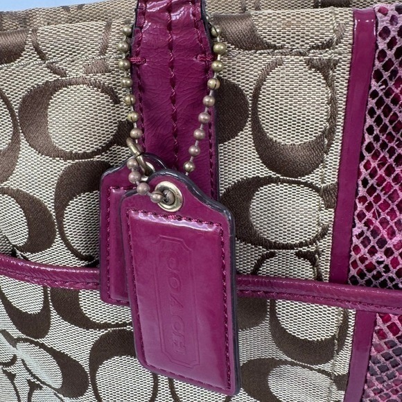 Y2k Coach Signature Python Stripe‎ Tote Bag Raspberry - Picture 13 of 14